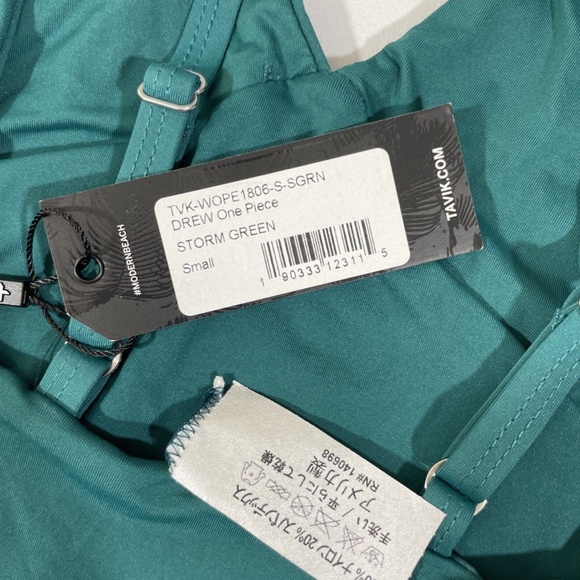 NWT Tavik‎ [ Small ] Drew Plunging One Piece Swimsuit in Storm Green - Picture 12 of 13